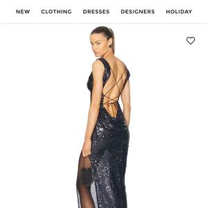 LaPointe - Sexy low + open back rich Navy Sequin Gown | size 8